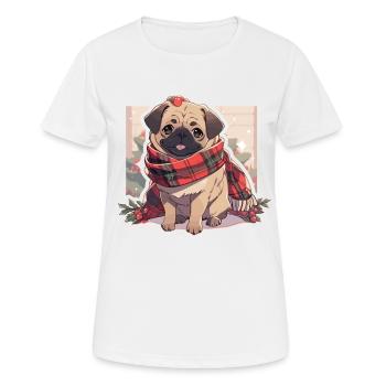 Carlin Carlin Chien Carlin Noël Carlin Noël - T-shirt respirant Femme - blanc - Devant - AI Model Female 172 dark (172cm)