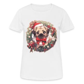 Carlin Carlin Chien Carlin Noël Carlin Noël - T-shirt respirant Femme - blanc - Devant - AI Model Female 172 dark (172cm)