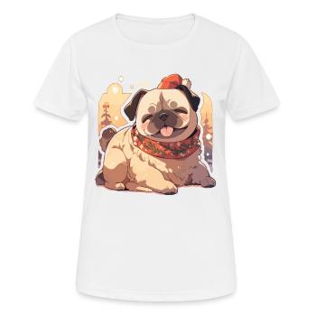 Carlin Carlin Chien Carlin Noël Carlin Noël - T-shirt respirant Femme - blanc - Devant - AI Model Female 172 dark (172cm)