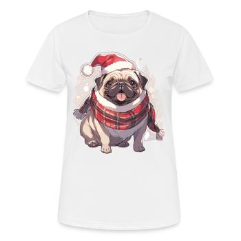 Carlin Carlin Chien Carlin Noël Carlin Noël - T-shirt respirant Femme - blanc - Devant - AI Model Female 172 dark (172cm)