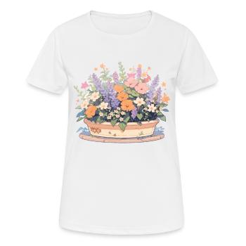 Fleurs, Bouquet, Fleur, Botanique, Jardin - T-shirt respirant Femme - blanc - Devant - AI Model Female 172 dark (172cm)