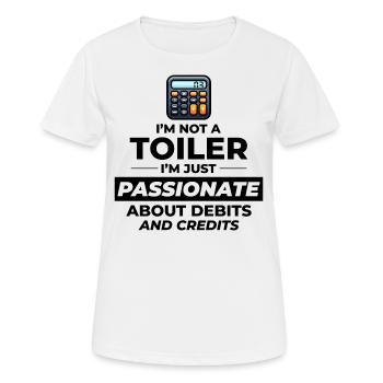 Comptable passionné Débits de crédits Humour drôle - T-shirt respirant Femme - blanc - Devant - AI Model Female 172 dark (172cm)
