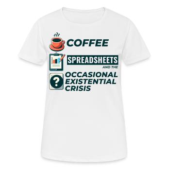 Accountant Bookkeeping Coffee Spreadsheets Funny - Women's Breathable T-Shirt - white - Front - AI Model Female 172 dark (172cm)
