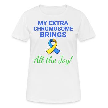 Down-Syndrom-Bewusstsein Joyful Extra Chromosom - Frauen T-Shirt atmungsaktiv - Weiß - Vorne - AI Model Female 172 dark (172cm)