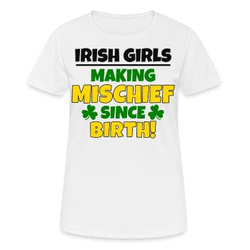 Fête de la Saint-Patrick : les filles irlandaises, fauteurs de bêtises - T-shirt respirant Femme - blanc - Devant - AI Model Female 172 dark (172cm)
