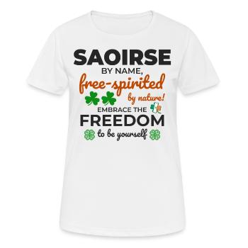 Nom de fille irlandaise drôle : Saoirse - libre - T-shirt respirant Femme - blanc - Devant - AI Model Female 172 dark (172cm)