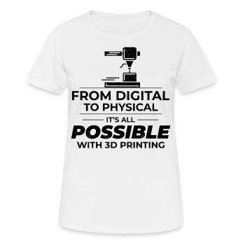 Imprimante 3D Impression 3D - T-shirt respirant Femme - blanc - Devant - AI Model Female 172 dark (172cm)