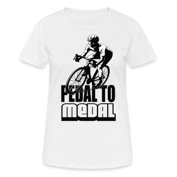 Pédalez Pour Médaille Vélo De Route Vélo De Route Vélos De Route Vélo De Route - T-shirt respirant Femme - blanc - Devant - AI Model Female 172 dark (172cm)