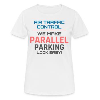 Contrôleur de la circulation aérienne ATC Aviation Humour Avion - T-shirt respirant Femme - blanc - Devant - AI Model Female 172 dark (172cm)