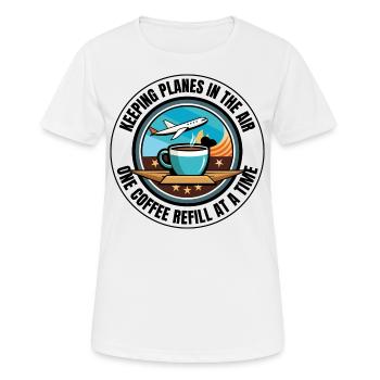 Contrôleur de la circulation aérienne Café ATC Aviation Humour - T-shirt respirant Femme - blanc - Devant - AI Model Female 172 dark (172cm)