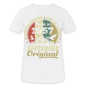 1957 - Im September 1957 wurden die Legenden geboren - Frauen T-Shirt atmungsaktiv - Weiß - Vorne - AI Model Female 172 dark (172cm)
