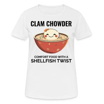 Chaudrée de palourdes, crustacés, soupe de fruits de mer hilarante - T-shirt respirant Femme - blanc - Devant - AI Model Female 172 dark (172cm)
