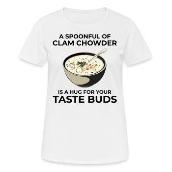 Chaudrée de palourdes, crustacés, soupe de fruits de mer hilarante - T-shirt respirant Femme - blanc - Devant - AI Model Female 172 dark (172cm)