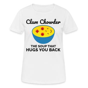 Chaudrée de palourdes, crustacés, soupe de fruits de mer hilarante - T-shirt respirant Femme - blanc - Devant - AI Model Female 172 dark (172cm)