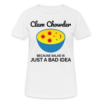 Chaudrée de palourdes, crustacés, soupe de fruits de mer hilarante - T-shirt respirant Femme - blanc - Devant - AI Model Female 172 dark (172cm)