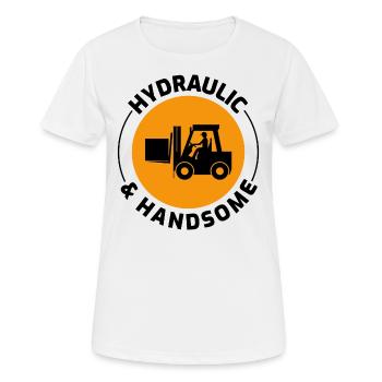 Gabelstaplerfahrer Schwermaschinenfahrer Lustig - Frauen T-Shirt atmungsaktiv - Weiß - Vorne - AI Model Female 172 dark (172cm)