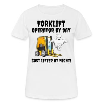 Halloween Ghost Forklift Operator Heavy Equipment - Women's Breathable T-Shirt - white - Front - AI Model Female 172 dark (172cm)