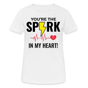 Électricien Valentine : Une étincelle dans mon cœur - T-shirt respirant Femme - blanc - Devant - AI Model Female 172 dark (172cm)