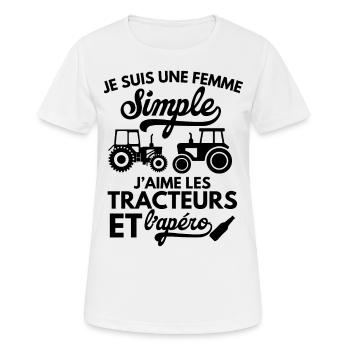 femme simple j aime les tracteurs et l apéro 1 - T-shirt respirant Femme - blanc - Devant - AI Model Female 172 dark (172cm)