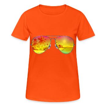 Sunny glasses - Women's Breathable T-Shirt - neon orange - Front - AI Model Female 172 dark (172cm)