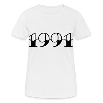 Année de naissance 1991 Cadeau d’anniversaire - T-shirt respirant Femme - blanc - Devant - AI Model Female 172 dark (172cm)
