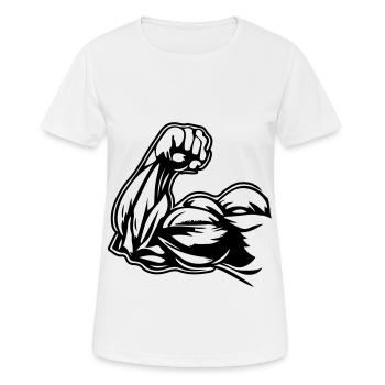Arm Muskeln Bizeps - Frauen T-Shirt atmungsaktiv - Weiß - Vorne - AI Model Female 172 dark (172cm)