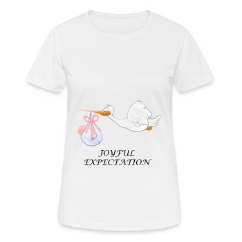 Schwangerschaft Schwanger Baby Geburt Storch - Frauen T-Shirt atmungsaktiv - Weiß - Vorne - AI Model Female 172 dark (172cm)