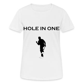 Golf Hole in one Golfer Abschlag Umriss Geschenk - Frauen T-Shirt atmungsaktiv - Weiß - Vorne - AI Model Female 172 dark (172cm)