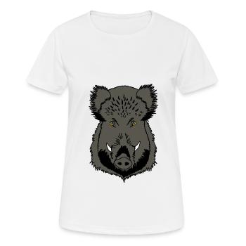 Tête de sanglier - T-shirt respirant Femme - blanc - Devant - AI Model Female 172 dark (172cm)