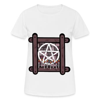 Okkult Spirituell Satan Ritual Teufel Pentagramm - Frauen T-Shirt atmungsaktiv - Weiß - Vorne - AI Model Female 172 dark (172cm)