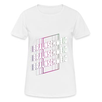 Braunschweig Germany City Font Skyline - Women's Breathable T-Shirt - white - Front - AI Model Female 172 dark (172cm)