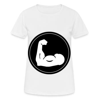 Icône d’haltère musculaire - T-shirt respirant Femme - blanc - Devant - AI Model Female 172 dark (172cm)