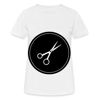 Cercle de barbier aux ciseaux - T-shirt respirant Femme - blanc - Devant - AI Model Female 172 dark (172cm)