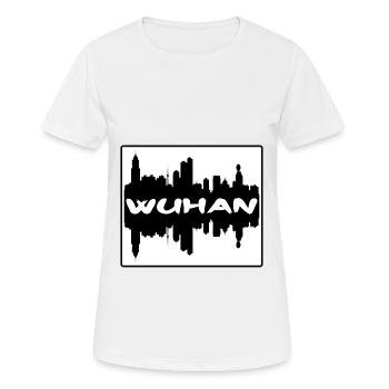 Wuhan China Skyline Silhouette Reise Souvenir - Frauen T-Shirt atmungsaktiv - Weiß - Vorne - AI Model Female 172 dark (172cm)