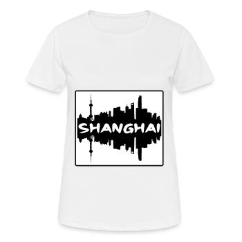 Shanghai Chine Skyline Silhouette Voyage Souvenir - T-shirt respirant Femme - blanc - Devant - AI Model Female 172 dark (172cm)