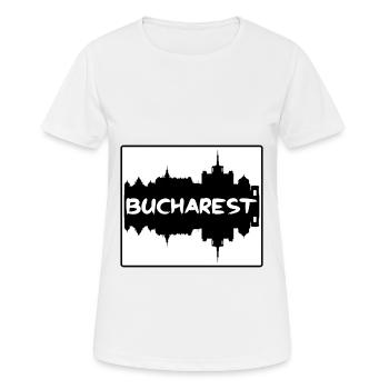 Bukarest Rumänien Skyline Silhouette Travel Souven - Frauen T-Shirt atmungsaktiv - Weiß - Vorne - AI Model Female 172 dark (172cm)