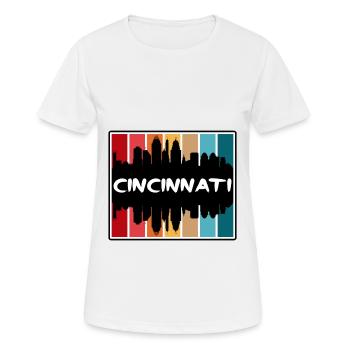 Cincinnati Ohio États-Unis Skyline Silhouette Souv de voyage - T-shirt respirant Femme - blanc - Devant - AI Model Female 172 dark (172cm)