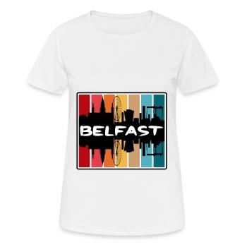 Belfast Nordirland Skyline Silhouette Reisen - Frauen T-Shirt atmungsaktiv - Weiß - Vorne - AI Model Female 172 dark (172cm)