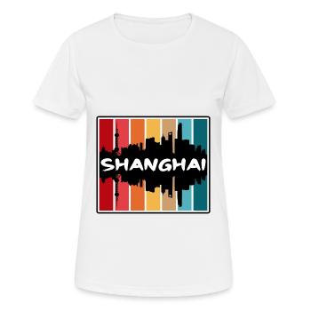 Shanghai Chine Skyline Silhouette Voyage Souvenir - T-shirt respirant Femme - blanc - Devant - AI Model Female 172 dark (172cm)