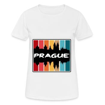 Prag Tschechien Skyline Silhouette Reise Souvenir - Frauen T-Shirt atmungsaktiv - Weiß - Vorne - AI Model Female 172 dark (172cm)