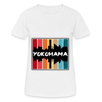 Yokohama Japan Skyline Silhouette Reisesouvenir - Frauen T-Shirt atmungsaktiv - Weiß - Vorne - AI Model Female 172 dark (172cm)