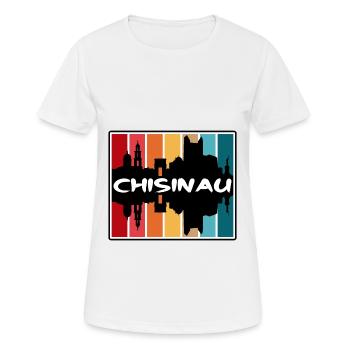 Chisinau Moldawien Skyline Silhouette Reise Souveni - Frauen T-Shirt atmungsaktiv - Weiß - Vorne - AI Model Female 172 dark (172cm)