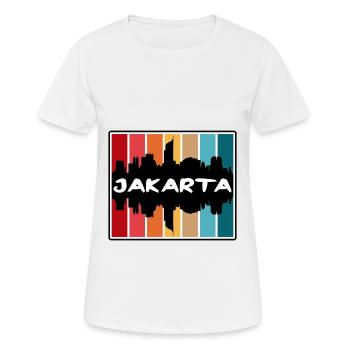 Jakarta Indonesien Skyline Silhouette Travel Souven - Frauen T-Shirt atmungsaktiv - Weiß - Vorne - AI Model Female 172 dark (172cm)