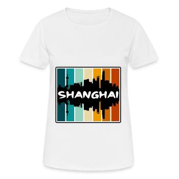 Shanghai Chine Skyline Silhouette Voyage Souvenir - T-shirt respirant Femme - blanc - Devant - AI Model Female 172 dark (172cm)