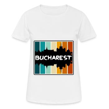 Bukarest Rumänien Skyline Silhouette Travel Souven - Frauen T-Shirt atmungsaktiv - Weiß - Vorne - AI Model Female 172 dark (172cm)