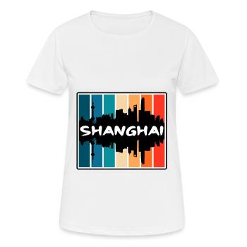 Shanghai Chine Skyline Silhouette Voyage Souvenir - T-shirt respirant Femme - blanc - Devant - AI Model Female 172 dark (172cm)