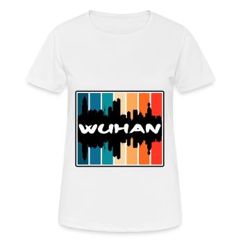 Wuhan China Skyline Silhouette Reise Souvenir - Frauen T-Shirt atmungsaktiv - Weiß - Vorne - AI Model Female 172 dark (172cm)