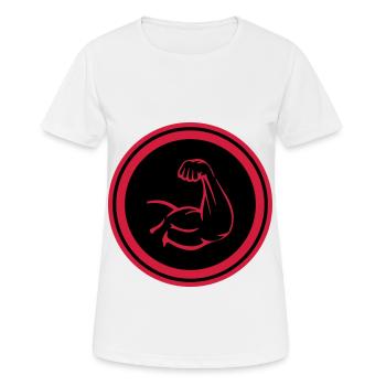 Arm Muskeln Bizeps - Frauen T-Shirt atmungsaktiv - Weiß - Vorne - AI Model Female 172 dark (172cm)
