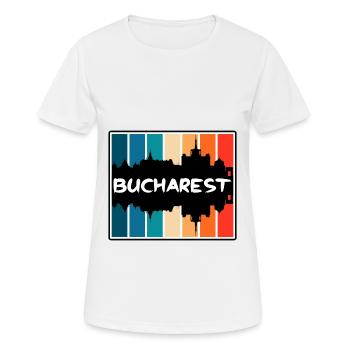 Bukarest Rumänien Skyline Silhouette Travel Souven - Frauen T-Shirt atmungsaktiv - Weiß - Vorne - AI Model Female 172 dark (172cm)