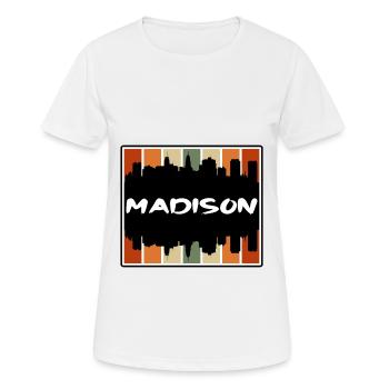 Madison Wisconsin États-Unis Skyline Silhouette Voyage So - T-shirt respirant Femme - blanc - Devant - AI Model Female 172 dark (172cm)